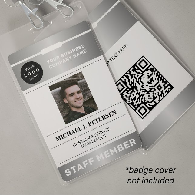 QR code business logo employee photo silver ID ID Badge (Creator Uploaded)