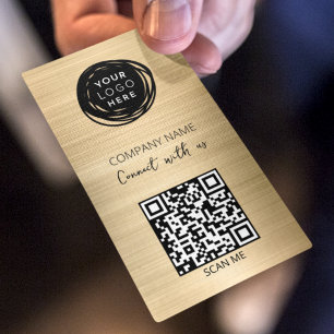 QR Code Business Logo Gold Card