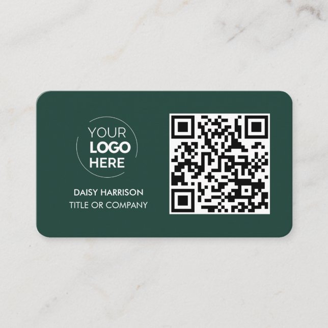 QR Code Business Logo | Green Modern Professional Card (Front)