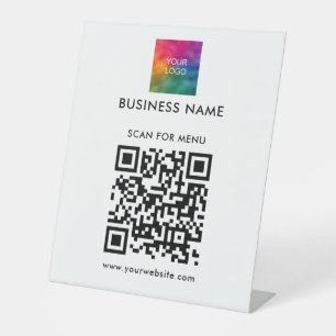 QR Code Business Logo Here Menu Price Lists Scan Pedestal Sign