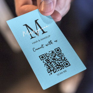 QR Code Business Logo Light Blue Card