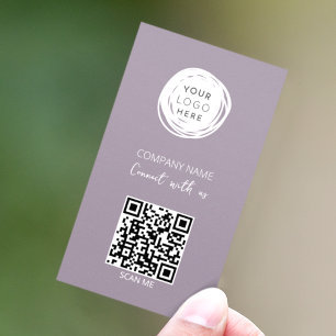 QR Code Business Logo Lilac Modern Business Card