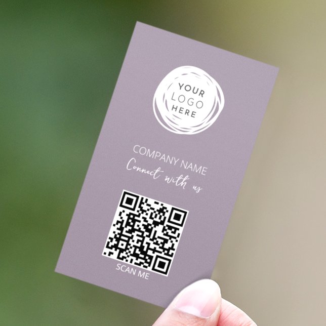 QR Code Business Logo Lilac Modern Card (Creator Uploaded)