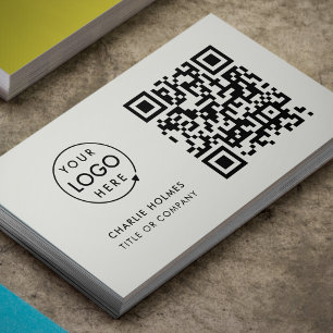 QR Code Business Logo   Minimal Grey Professional Card