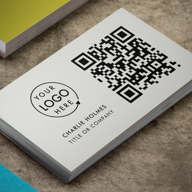 QR Code Business Logo | Minimal Grey Professional Card (Gray QR code business card by Guava, ideal for modern entrepreneurs and creative professionals)