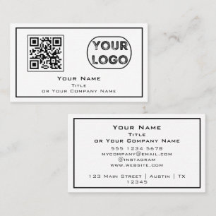 QR Code Business Logo Minimalist White Card