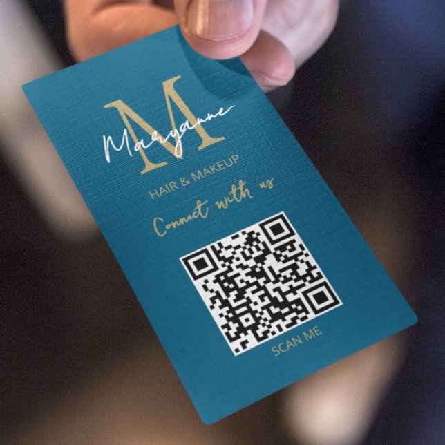 QR Code Business Logo Modern Blue Card (Creator Uploaded)