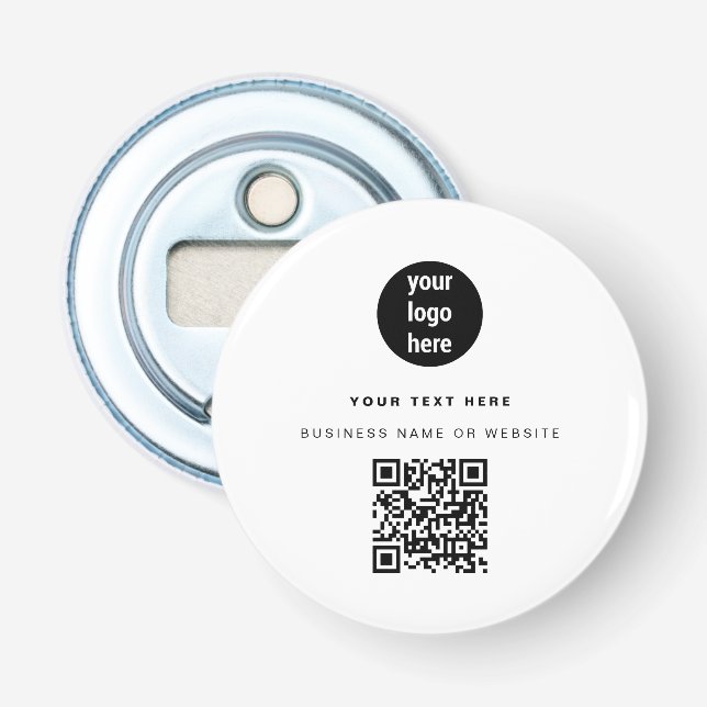 QR Code Business Logo Modern Minimalist Business  Bottle Opener (Front)