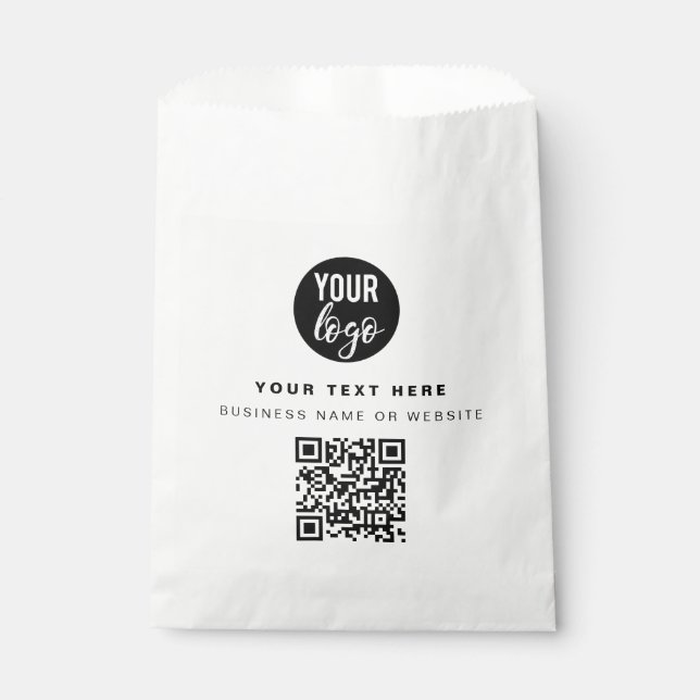 QR Code Business Logo Modern Minimalist Business  Favour Bag (Front)