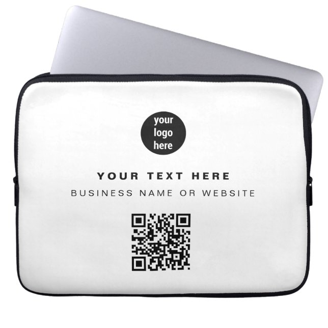 QR Code Business Logo Modern Minimalist Business  Laptop Sleeve (Front)