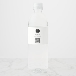QR Code Business Logo Modern Minimalist Business Water Bottle Label