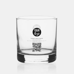 QR Code Business Logo Modern Minimalist Business Whiskey Glass