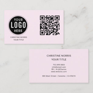 QR Code Business Logo   Modern Pink Card