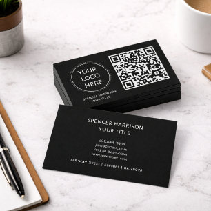QR Code Business Logo   Modern Professional Black Card