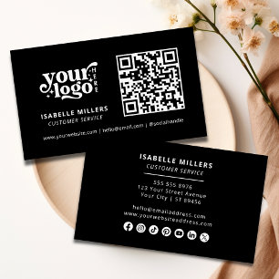 QR Code Business Logo Modern Professional Black Card