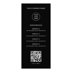 QR Code Business Logo Modern Professional Black Rack Card