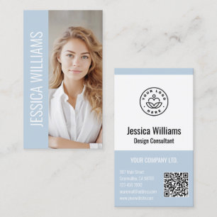QR Code Business Logo Modern Professional Blue Card