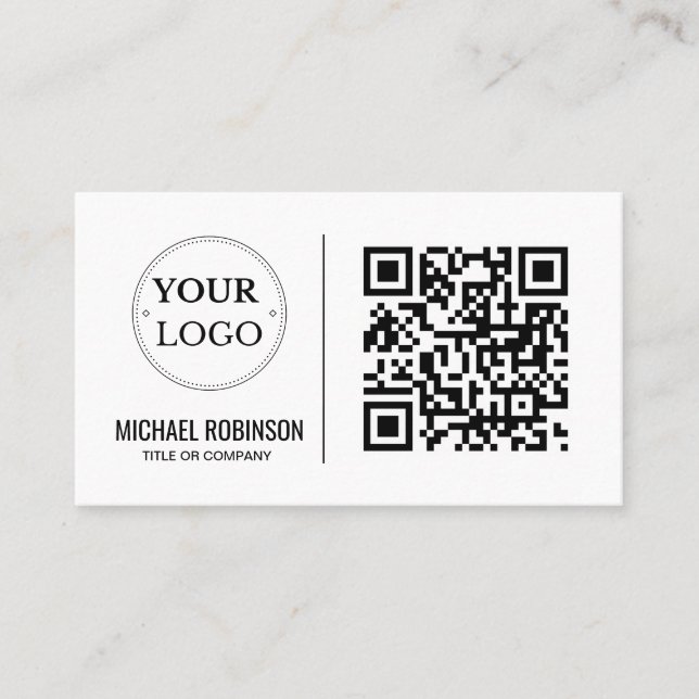 QR Code Business Logo Modern Professional  Business Card (Front)