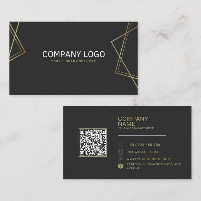 QR Code Business Logo Modern Professional Business Card (Front/Back)