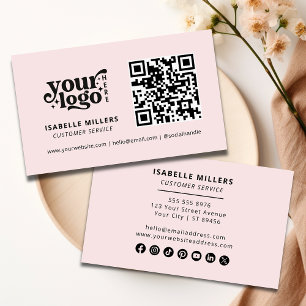 QR Code Business Logo Modern Professional Pink Business Card