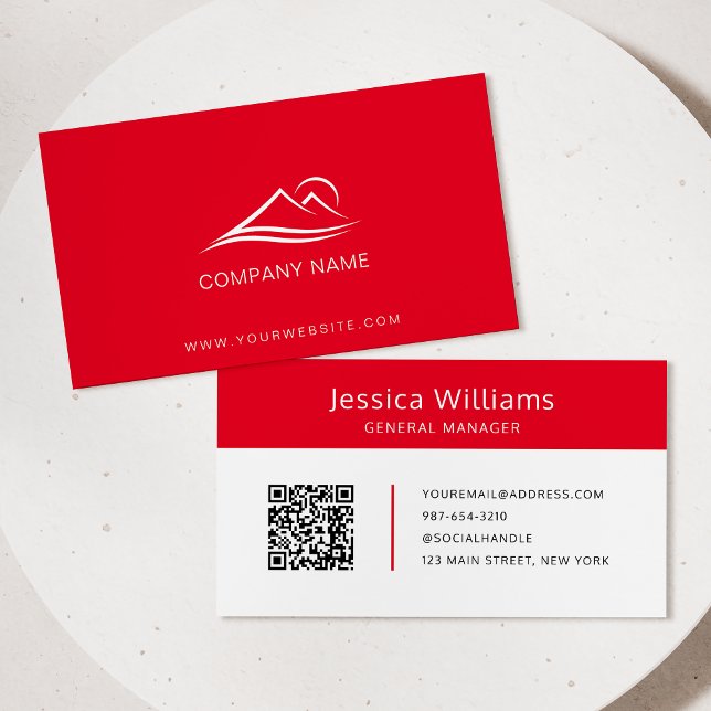 QR Code Business Logo Modern Professional Red Card (Creator Uploaded)