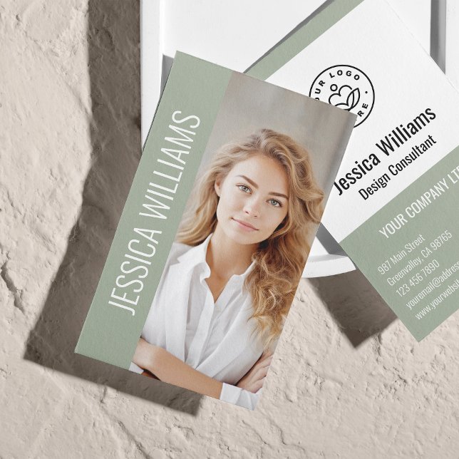 QR Code Business Logo Modern Professional Sage Card (Creator Uploaded)