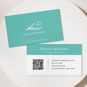 QR Code Business Logo Modern Professional Teal Card