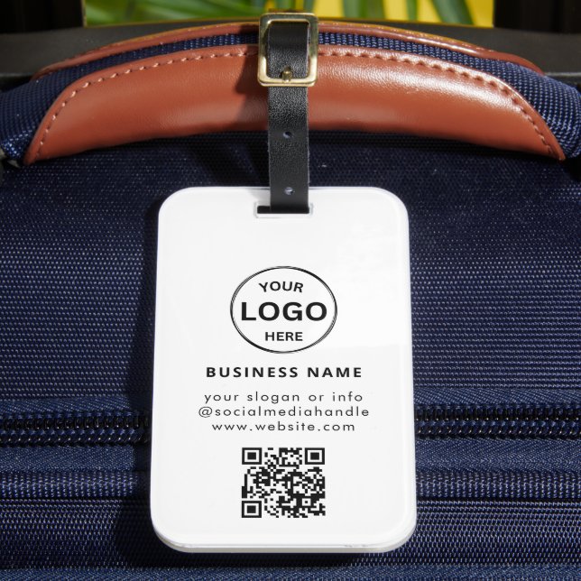 Qr Code Business Logo Modern Simple Luggage Tag (Front Insitu 2)
