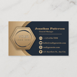 QR Code Business Logo | Navy Modern Professional  Card