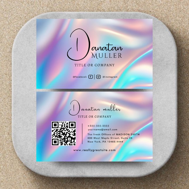 QR Code Business Logo opal stone Business Card (Creator Uploaded)