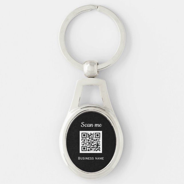 QR Code Business Logo Professional  Black Key Ring (Front)