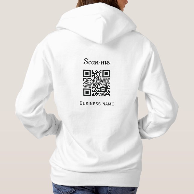 QR Code Business Logo Professional Black Modern Hoodie (Back)