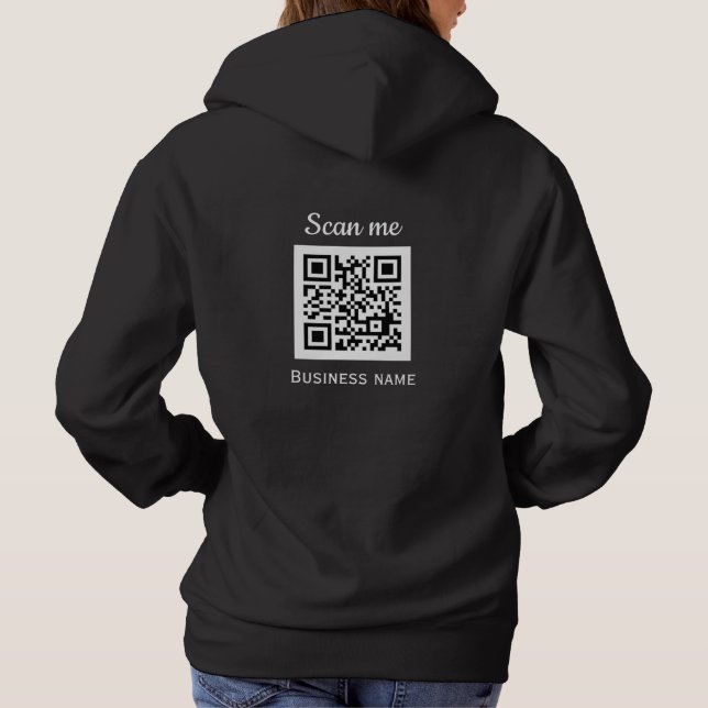 QR Code Business Logo Professional Black Modern Hoodie (Back)