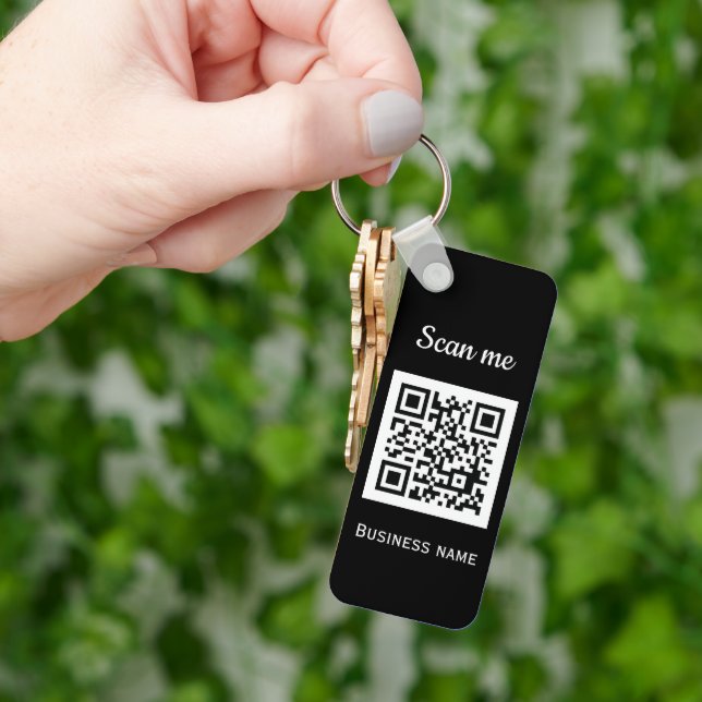 QR Code Business Logo Professional Black Modern Key Ring (Hand)