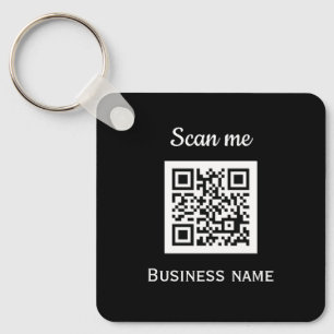 QR Code Business Logo Professional Black Modern Key Ring