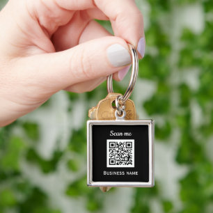 QR Code Business Logo Professional Black Modern Key Ring