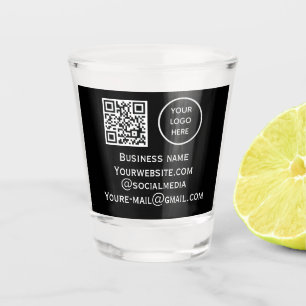 QR Code Business Logo Professional Black Modern Shot Glass
