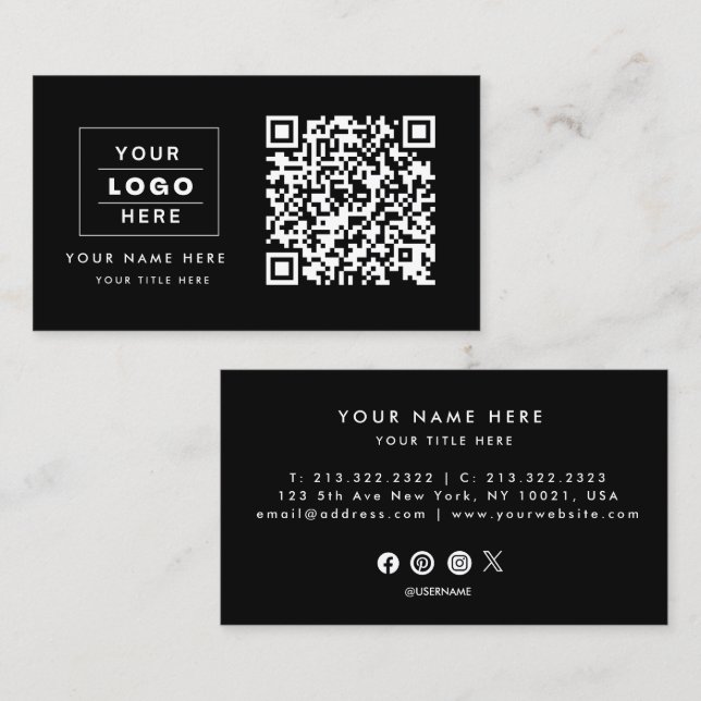 QR Code Business Logo Professional  Card (Front/Back)