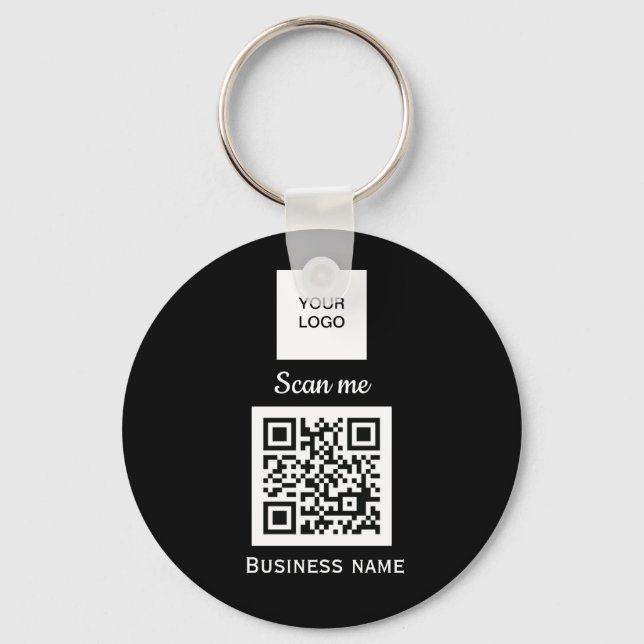QR Code Business Logo Professional Custom Black  Key Ring (Front)