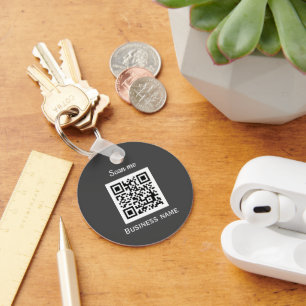 QR Code Business Logo Professional Custom Grey Key Ring