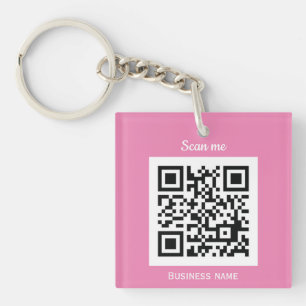QR Code Business Logo Professional Custom Pink Key Ring