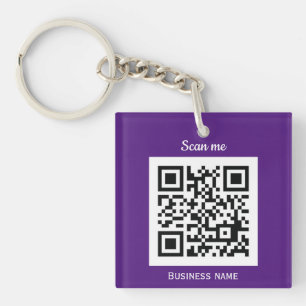 QR Code Business Logo Professional Custom Purple Key Ring