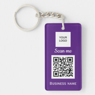 QR Code Business Logo Professional Custom Purple Key Ring