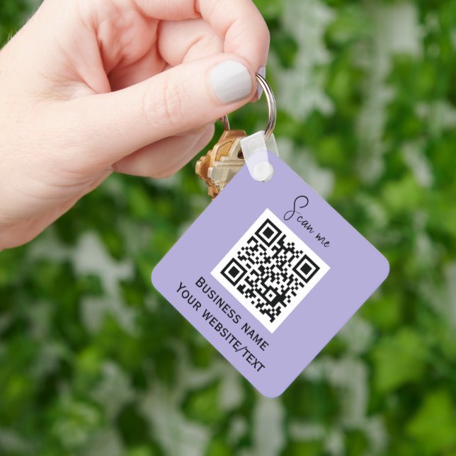 QR Code Business Logo Professional Lavender Purple Key Ring (Hand)