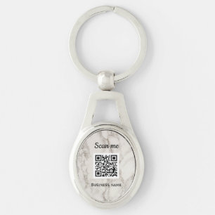 QR Code Business Logo Professional Marble Key Ring