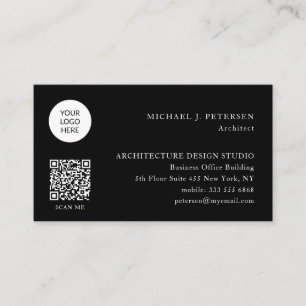 QR CODE business logo professional modern black Business Card