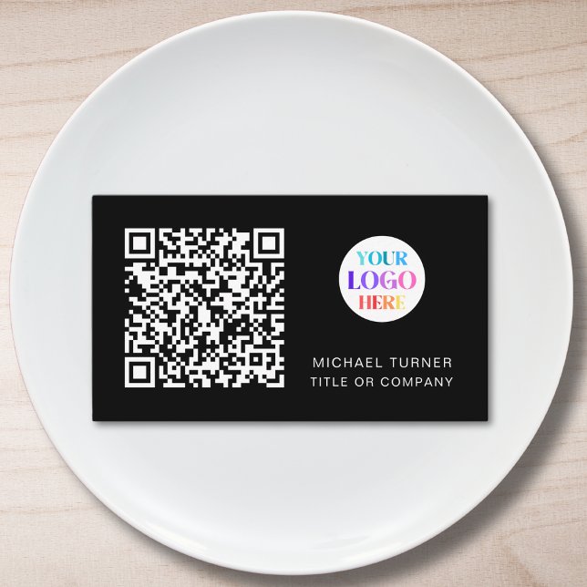 QR Code Business Logo Professional Modern Black Card (Creator Uploaded)