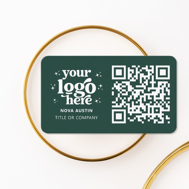 QR Code Business Logo Professional Modern Green Business Card (Creator Uploaded)