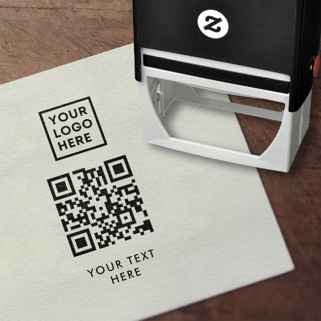 QR Code Business Logo Professional Modern Self-inking Stamp (Creator Uploaded)