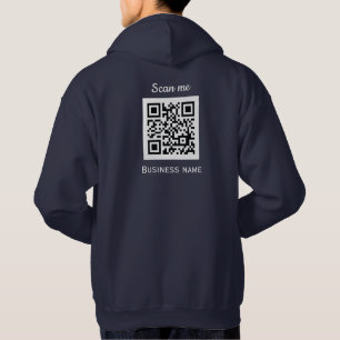 QR Code Business Logo Professional Navy Blue Hoodie